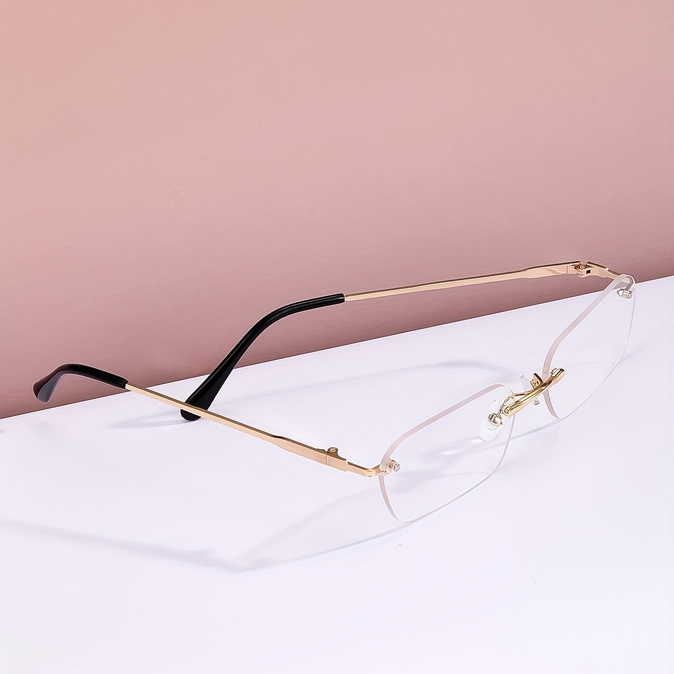 Rimless Clear Lens Glasses For Women Men Thin Metal Temple Rectangle  Eyeglasses Casual Style Eyewear - Temu Canada