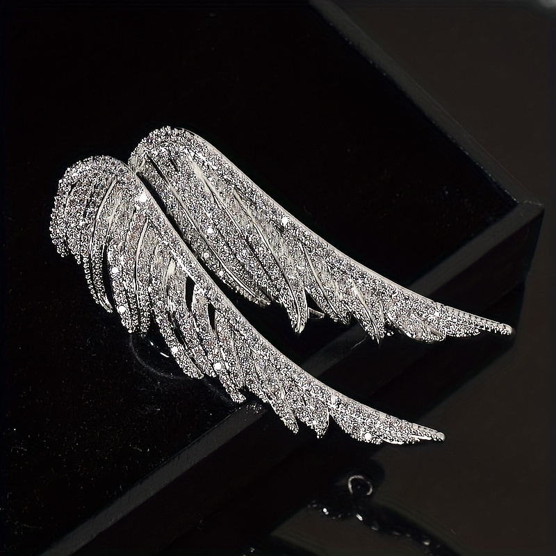 

Bling Bling Alloy Brooch Pin Women's Wings Feather Shape Brooch Accessories 1pc