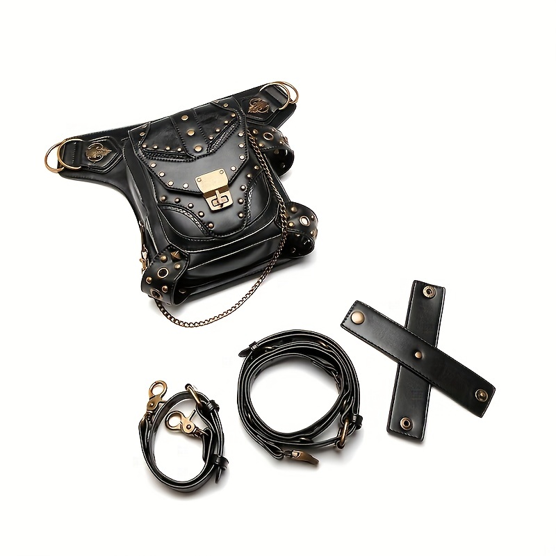 Steampunk Studded Decor Fanny Pack Retro Gothic Chain Waist Bag Halloween  Drop Thigh Bag For Victorian Cosplay - Bags & Luggage - Temu