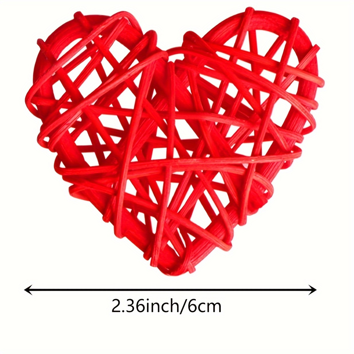 Geosar 24 Pieces Heart Rattan Balls, Valentines Day Rattan Balls Natural  Wicker Heart Shaped Balls 4 Colors for Valentine's Day Wedding DIY Craft  Home
