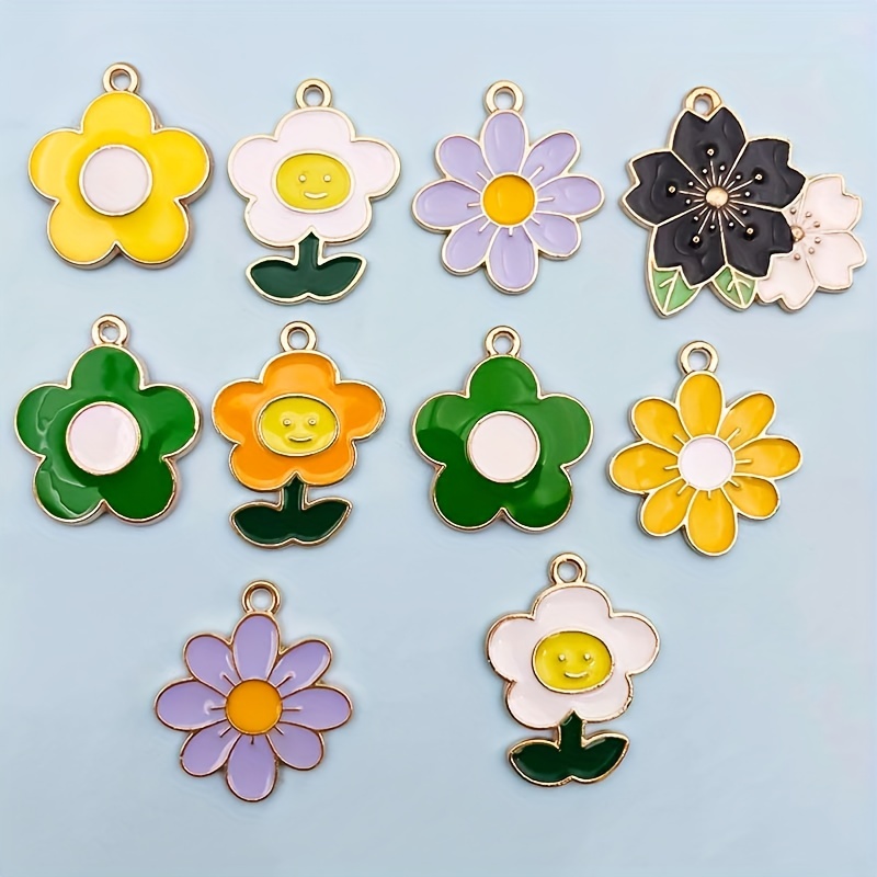 Mix Random Zinc Alloy Pendant Alloy Enamel Flower Charms Diy - Temu