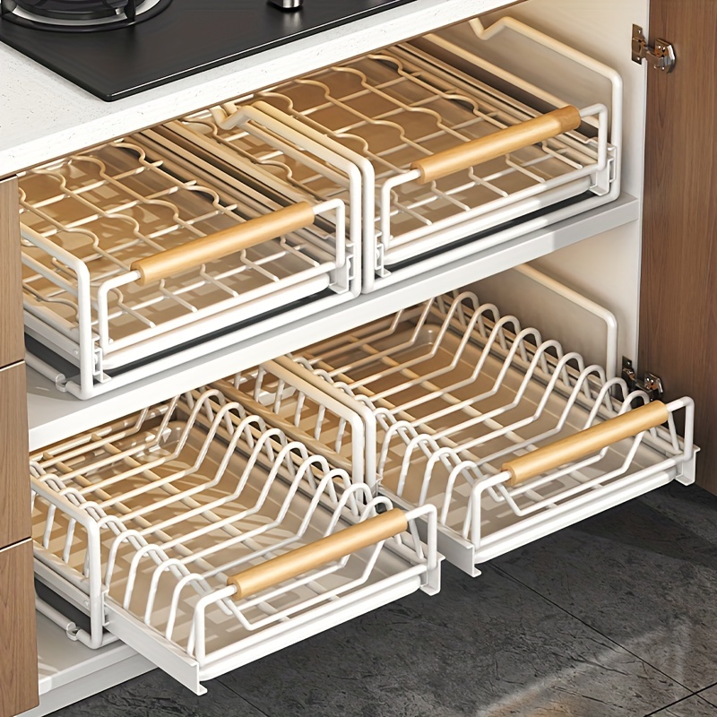 Kitchen Dish Storage Rack Cupboard Built-in Diy Drawer Type Basket