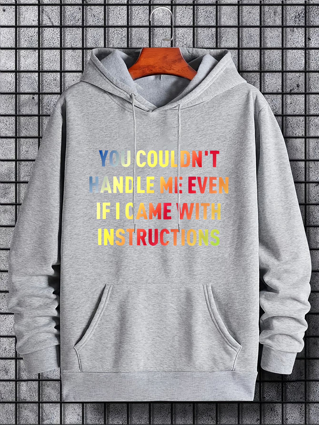 Men's Letter Print Hoodie Active Drawstring Hooded Sweatshirt