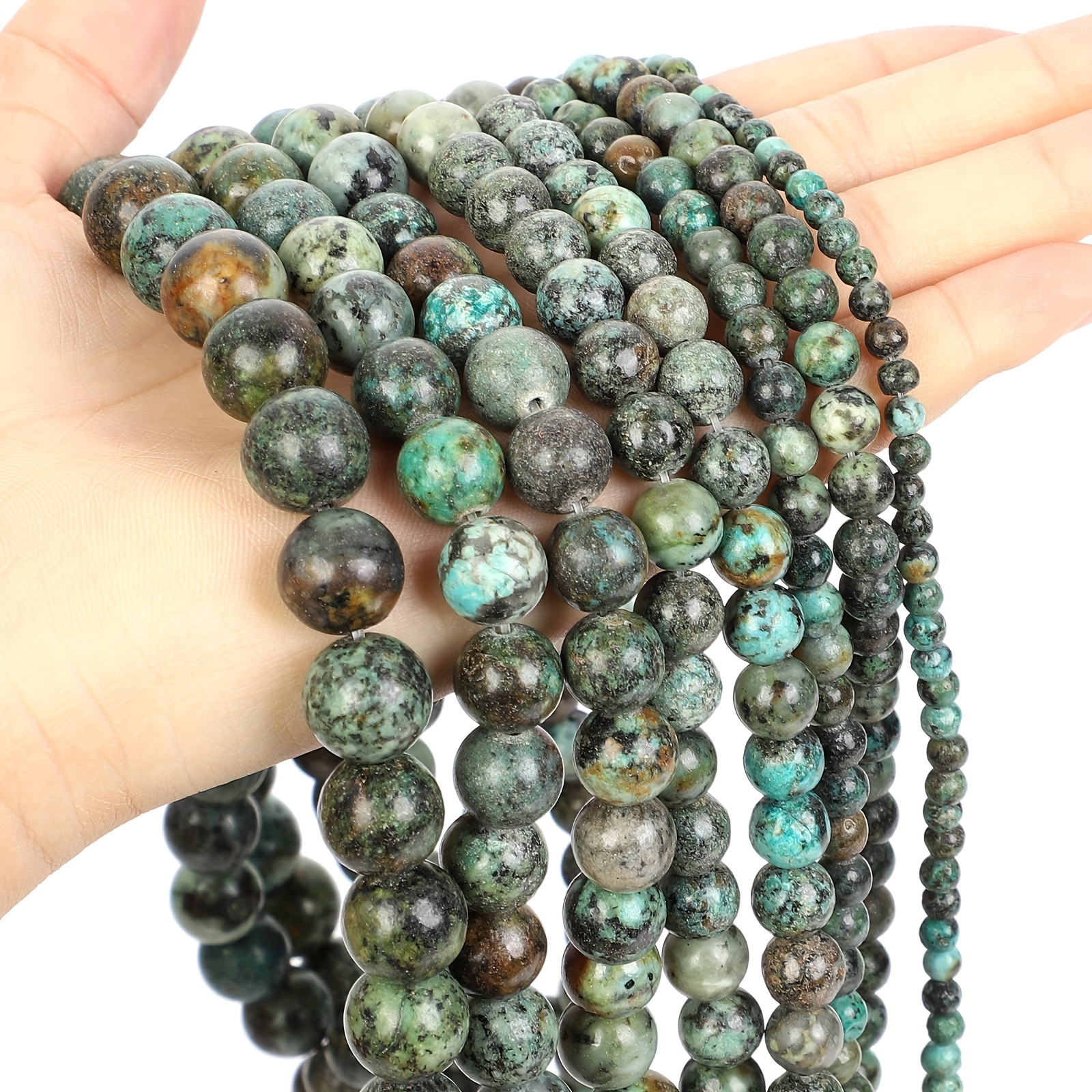 Natural Stone South African Turquoise Beads Round Loose - Temu