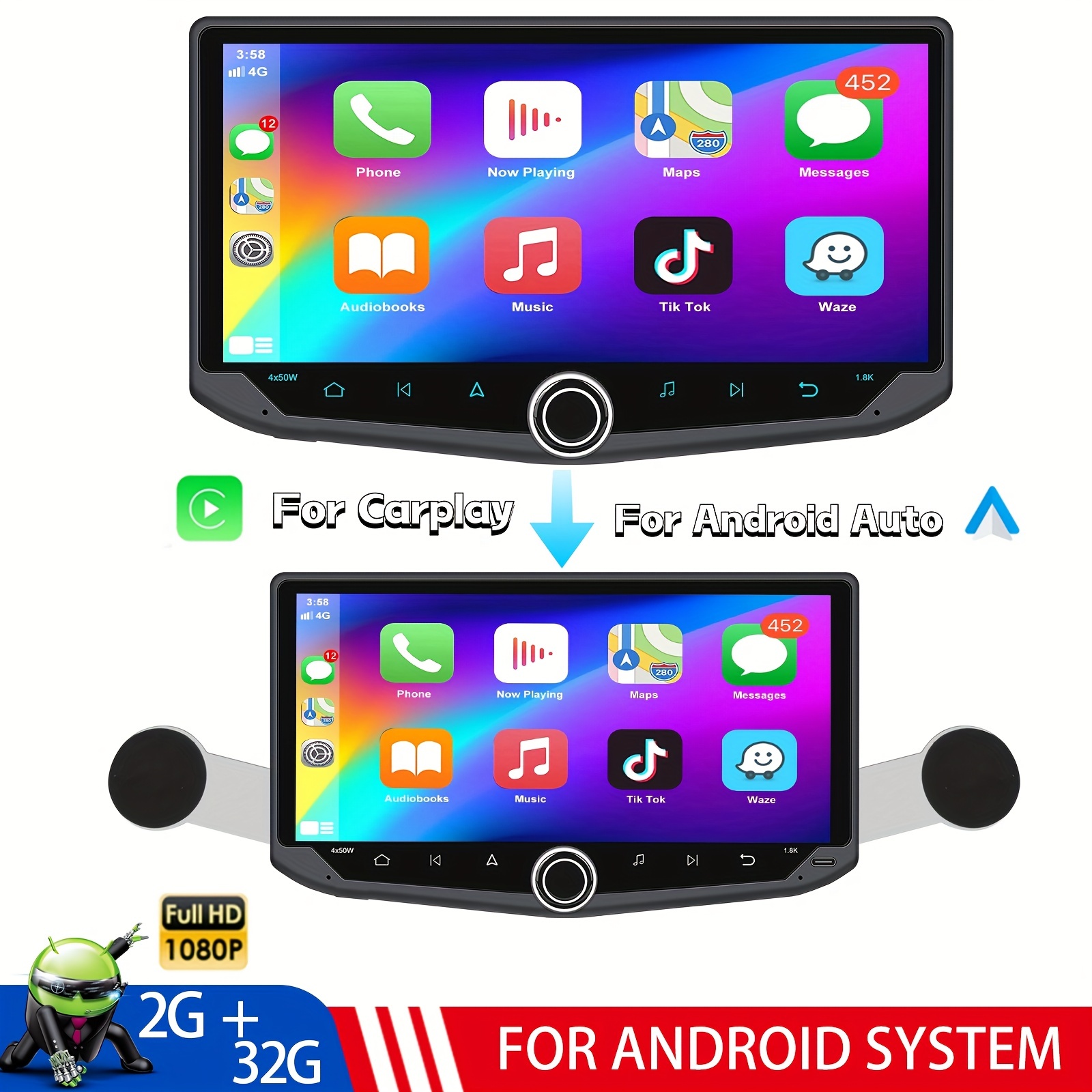 Radio Coche Gps 9 Pulgadas 2din Sistema Android Android Auto - Temu