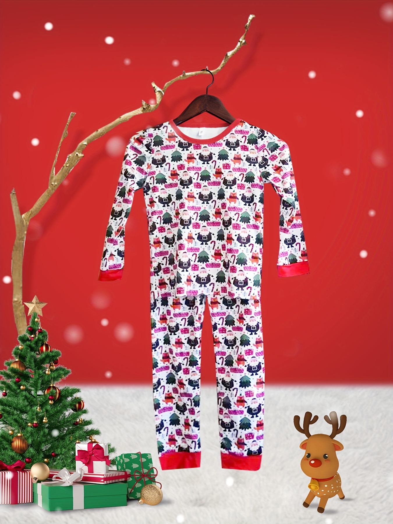 Pyjama Ensemble De Famille Noël Top Pantalon Motif De Noël Bébé Enfant  Adulte
