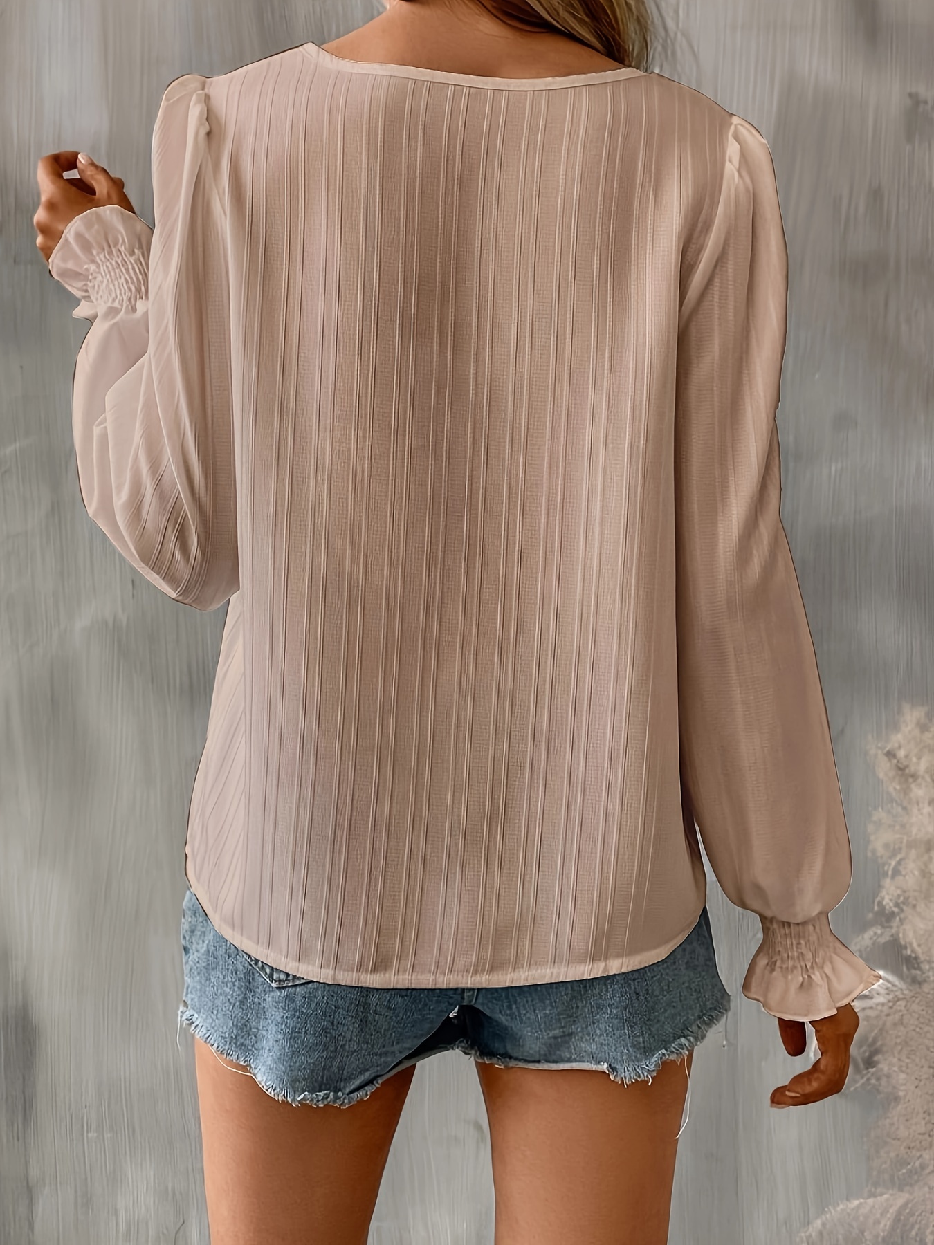 V-neck Blouse - Light beige - Ladies