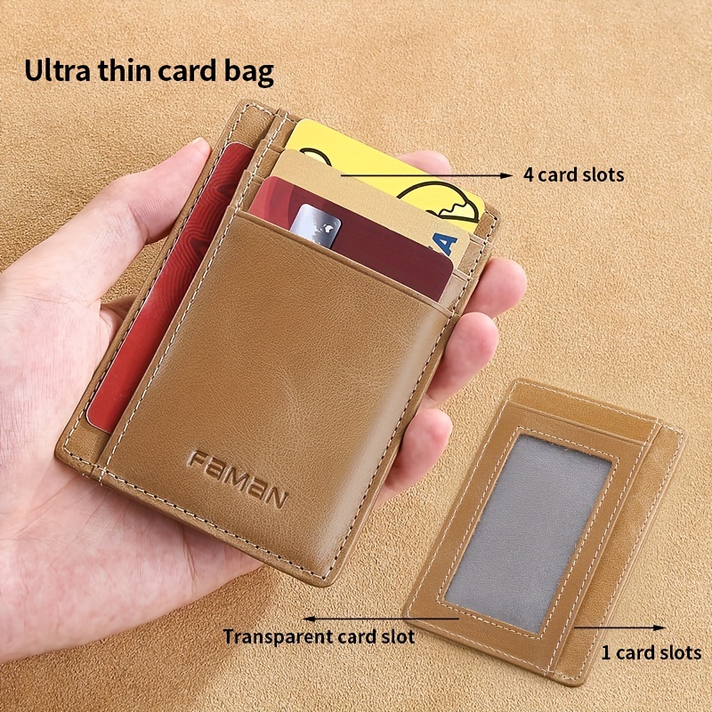 Slim Minimalist Front Pocket Wallets, Rfid Blocking Card Holder, Genuine  Leather Wallet For Men Women - Temu