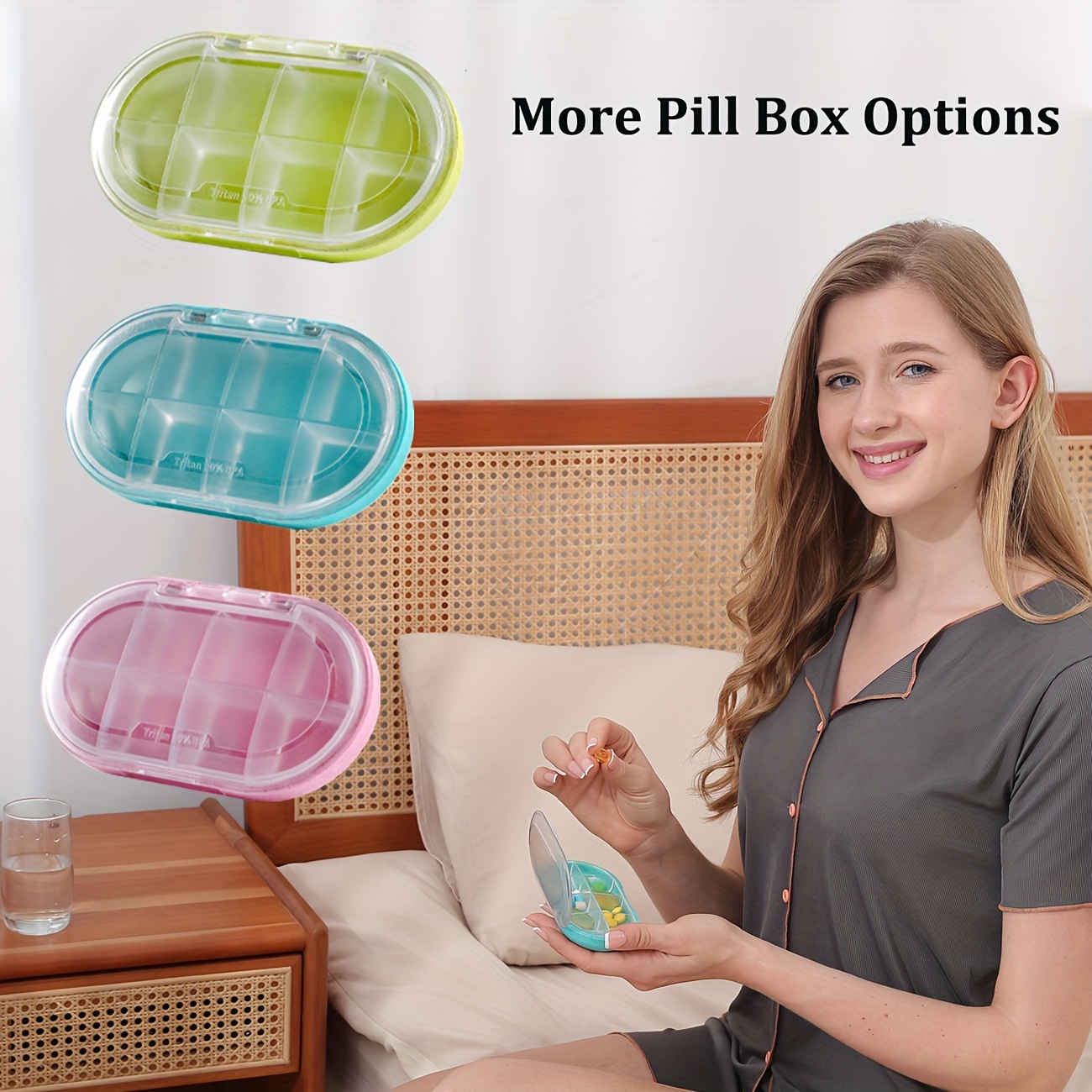 7 Pack Colorful Small Pill Case 3 Removable Compartments Travel Pill Box  for Pocket Purse Moisture Proof Cute Daily Pill Organizer Medicine  Container Holder for Vitamins, Fish Oil, Supplements
