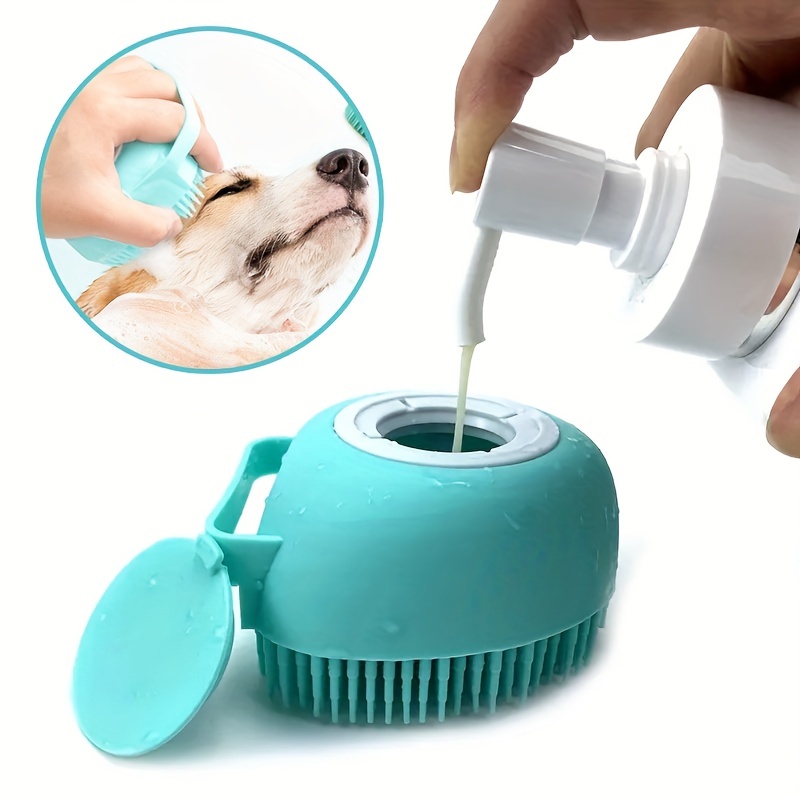 

Silicone Pet Brush For Dog & Cat, Silicone Dog Grooming Brush Comb Puppy Massage Brush Pet Shampoo Brush Shampoo Dispenser