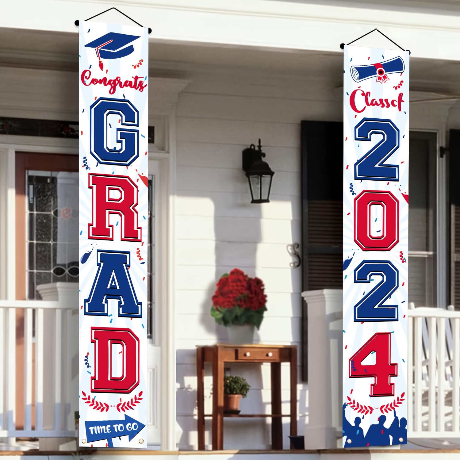 Graduation Party Decorations 2024 Blue and White Congrats Grad Banner  Graduation Decorations Class of 2024 Graduation Party Decorations 2024 Blue  and