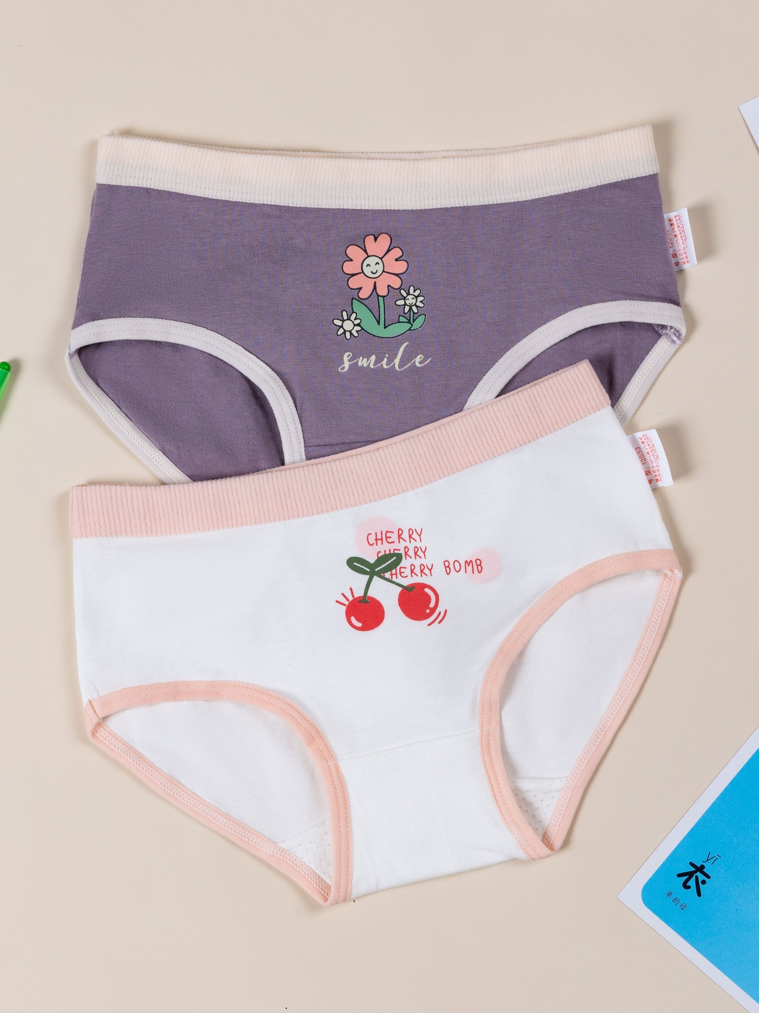 Girl's Cotton Cute Cherry Full Printed Triangle Panties - Temu Canada