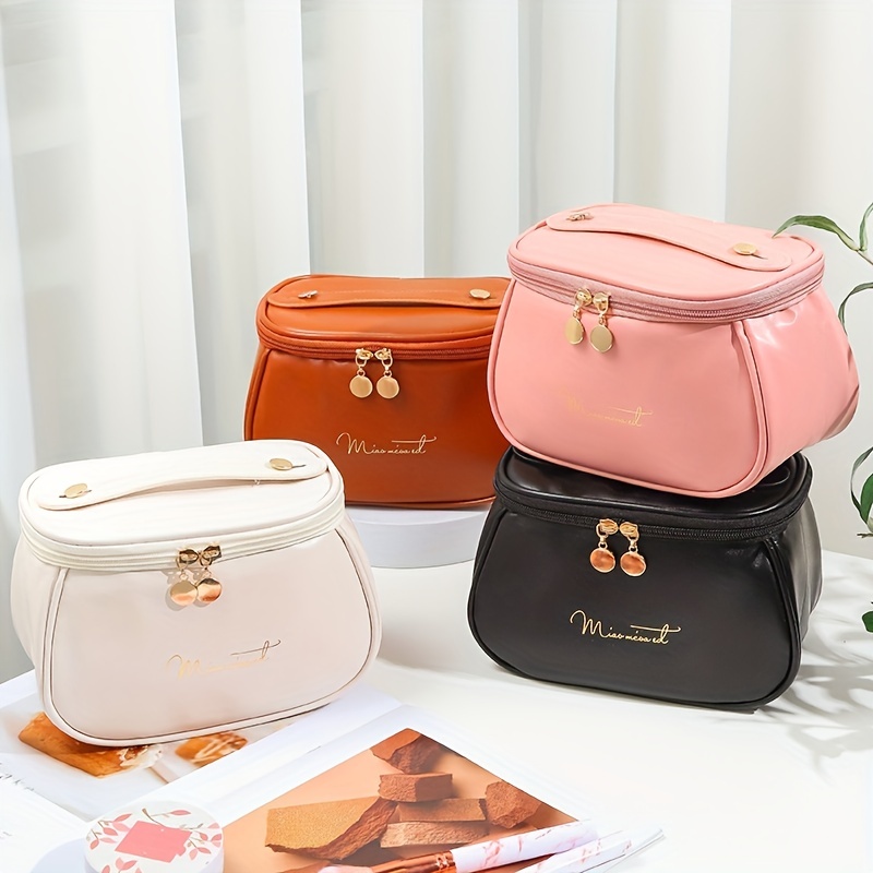 Large Capacity Travel Cosmetic Bag Makeup Organizer with Handle Zipper