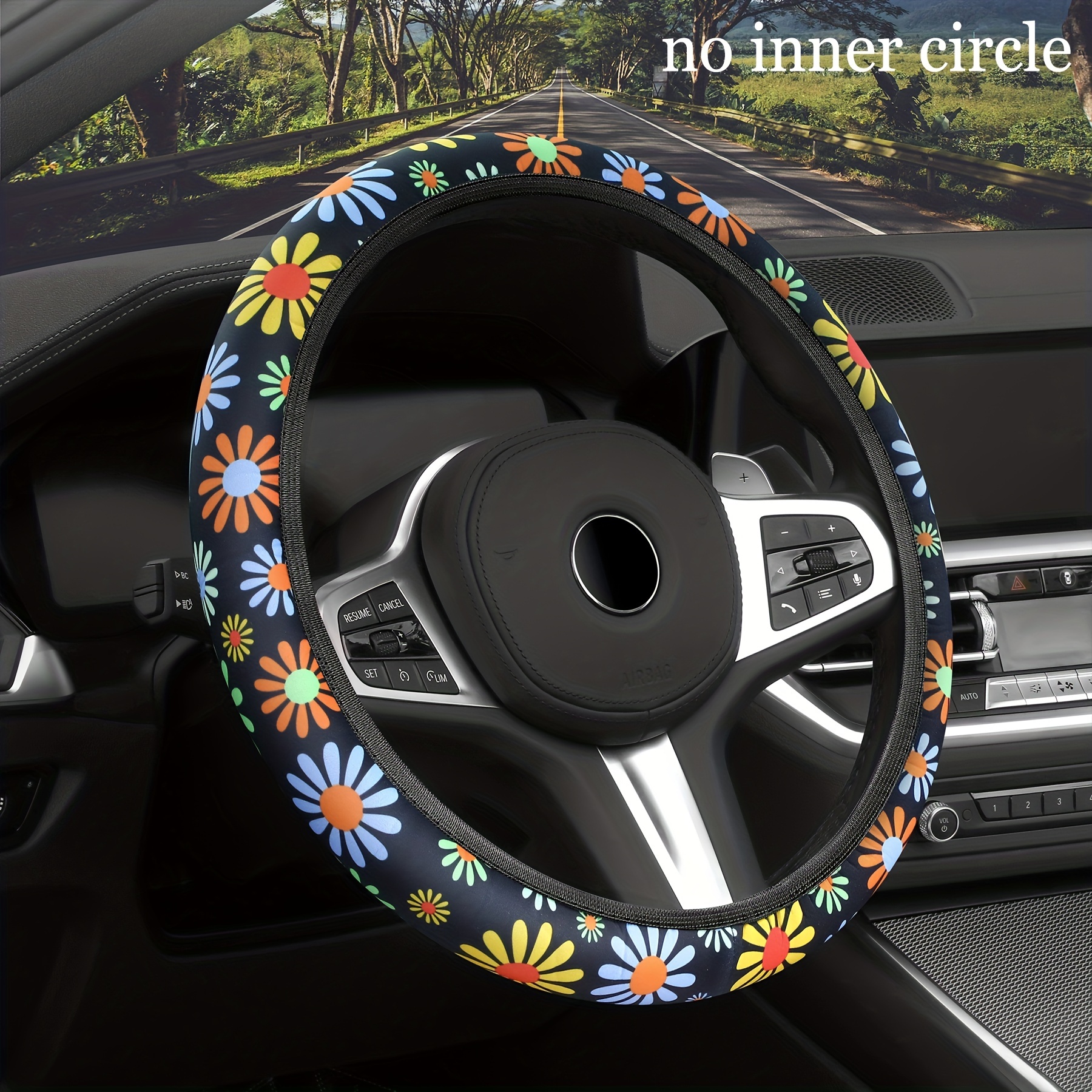 Universal Car Steering Wheel Cover, Colorful Daisy Flower Printed Elastic Steering  Wheel Cover, Car Interior Accessories - Temu United Arab Emirates