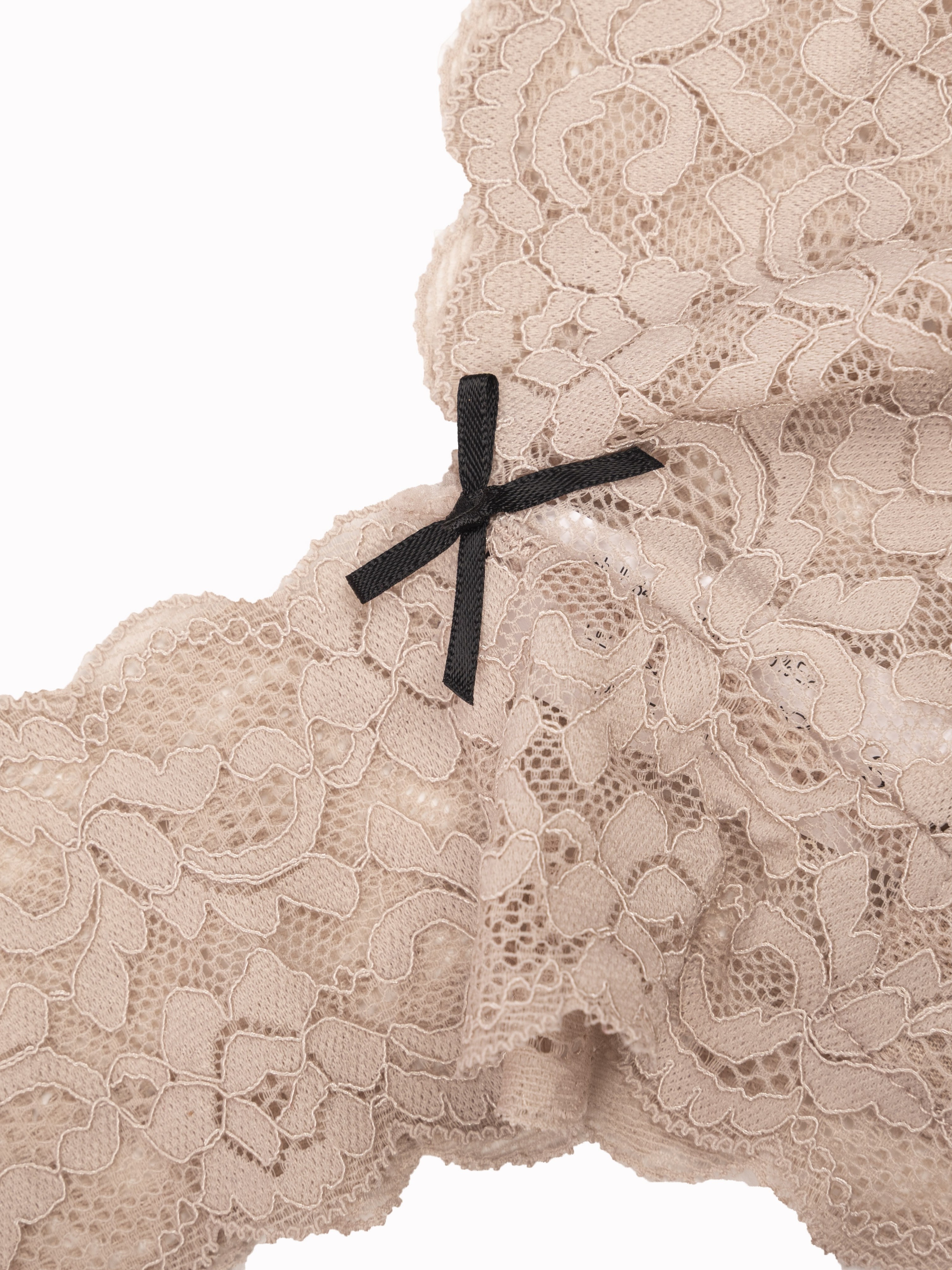 Six Inch Beige Floral Stretch Scalloped Stretch Lace