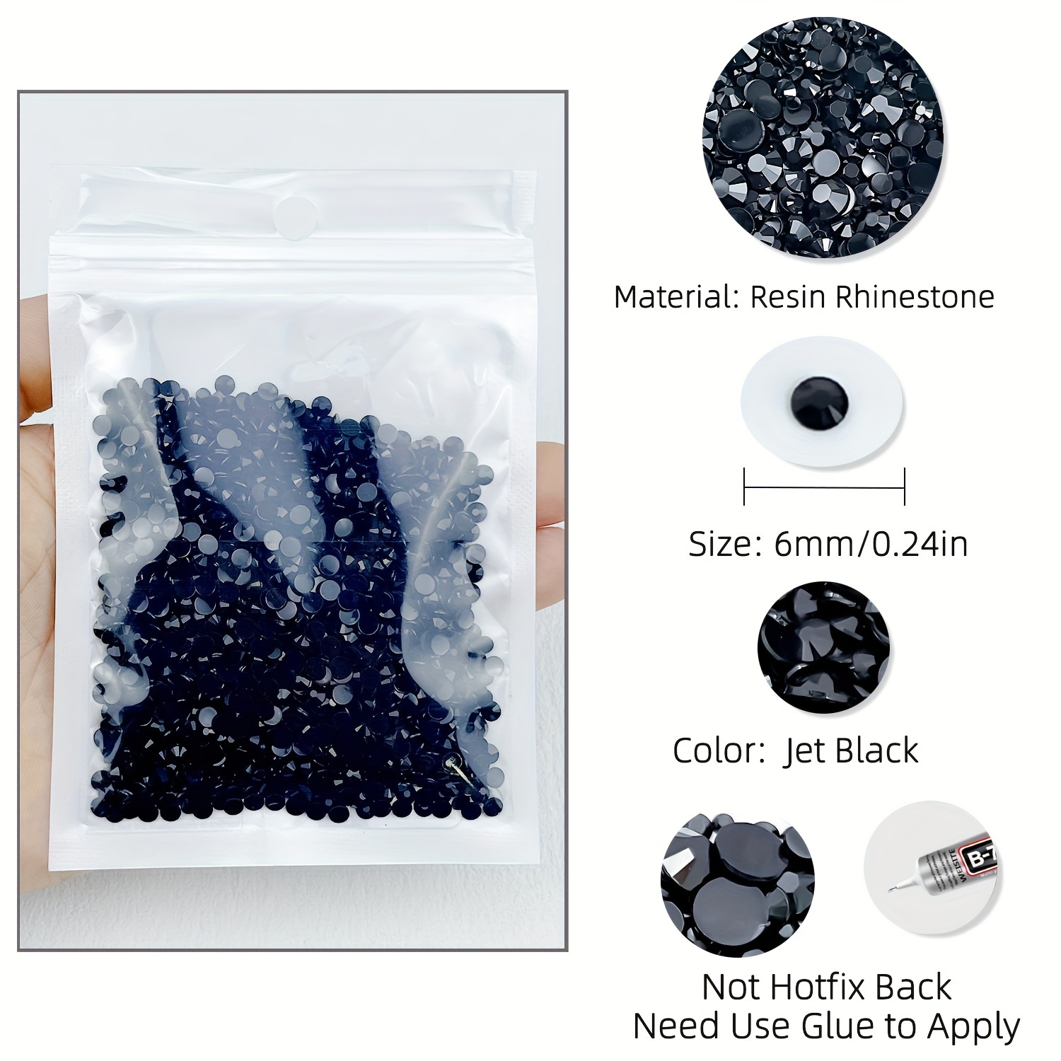 Black Ab Jelly Flatback Resin Rhinestones Bling Non Hotfix - Temu