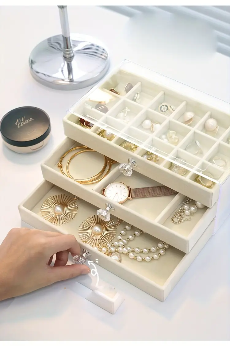 акриловая ящик для хранения украшений типа ящик для колец, серег, ожерелий, детали хранения 5