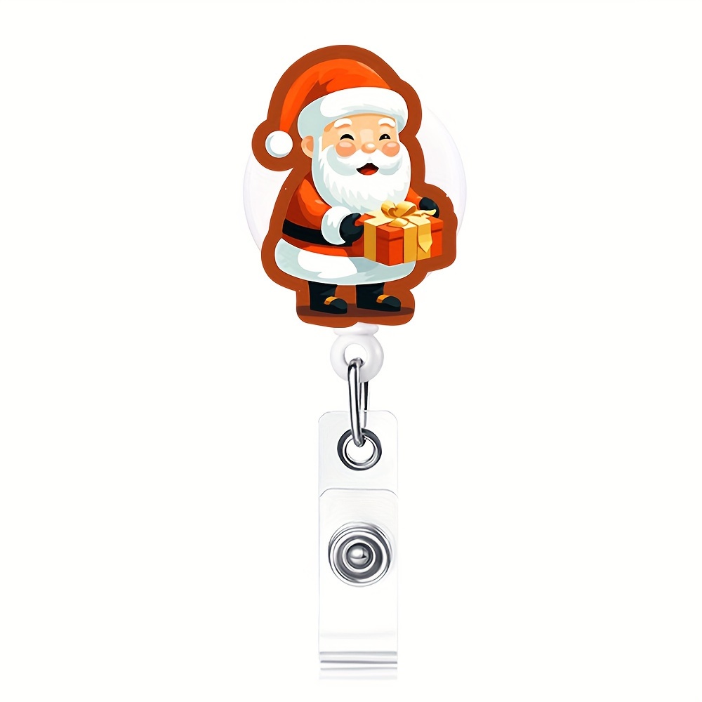 Santa Claus Badge Holder Retractable Xmas Cute Badge Reel - Temu Germany