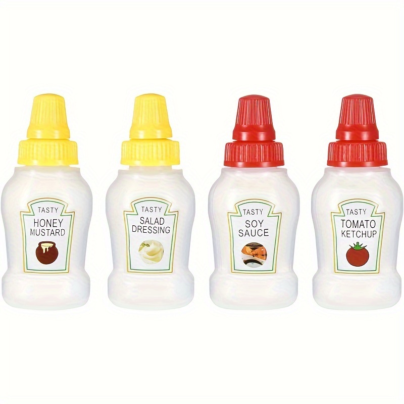 16pcs Lunch Box Sauce Container With Dropper, Cute Plastic Seasoning  Distributo Mini Salad & Tomato Sauce Bottle