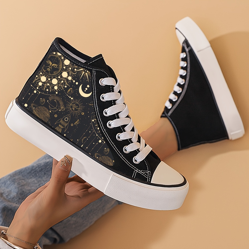 Women s Astral Pattern Canvas Shoes Fashionable Board Shoes Temu