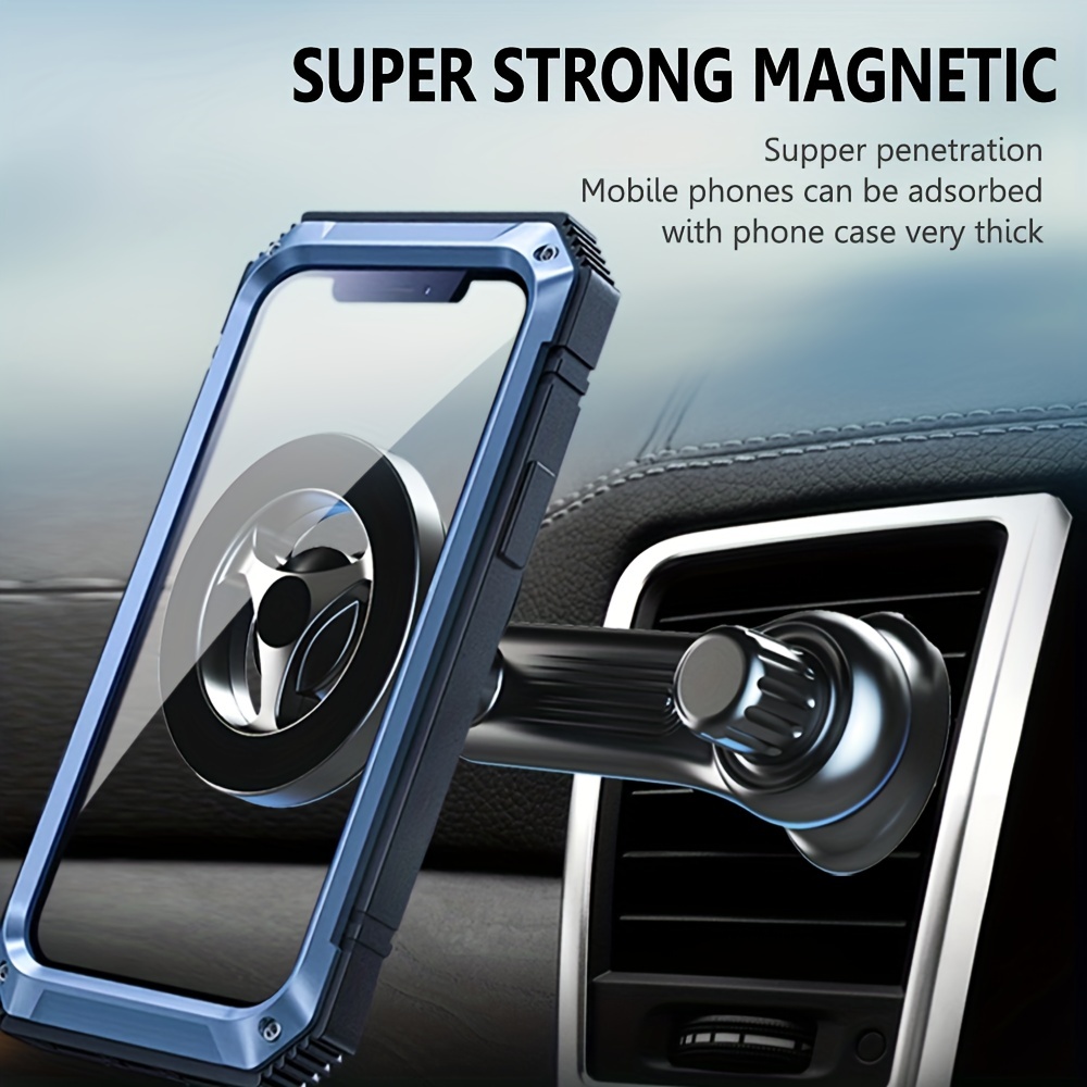 Support de téléphone magnétique Compatible avec le support de voiture  MagSafe pour IPhone 12 13 14 Samsung pince d'évent de voiture magnétique  support