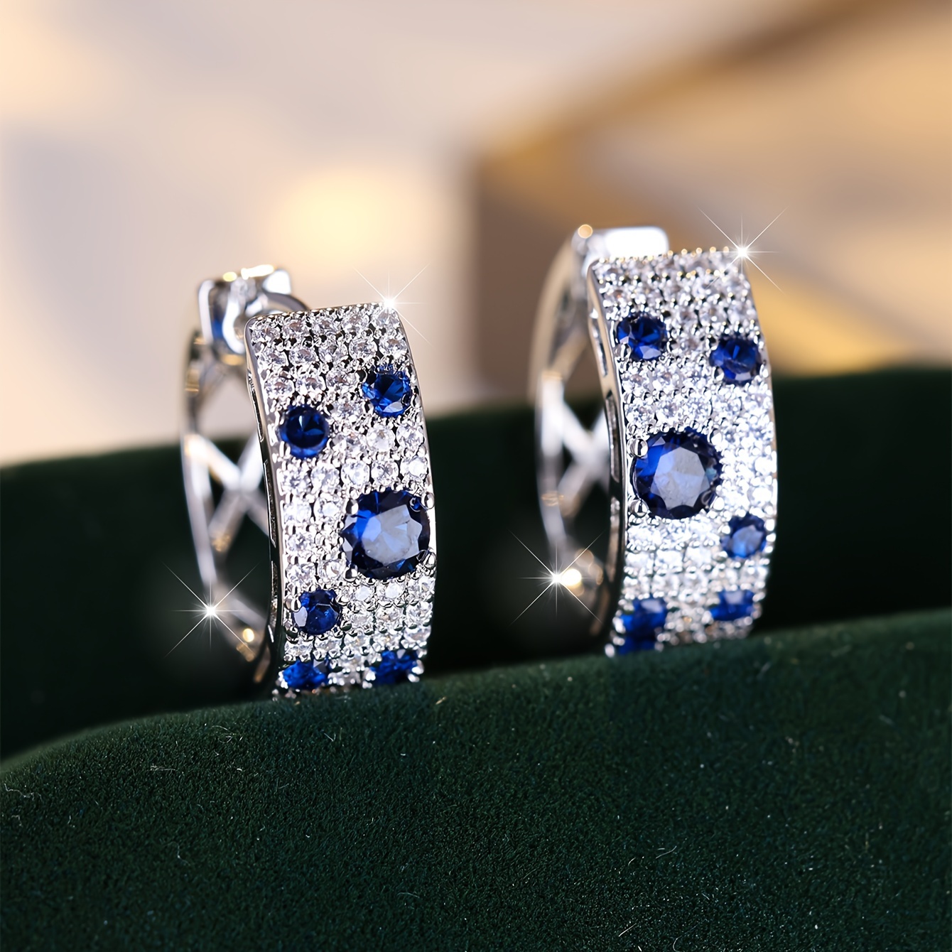 

Elegant Zirconia Hoop Earrings - Sparkling Copper, Parties & Banquets, Elegant Style, Style