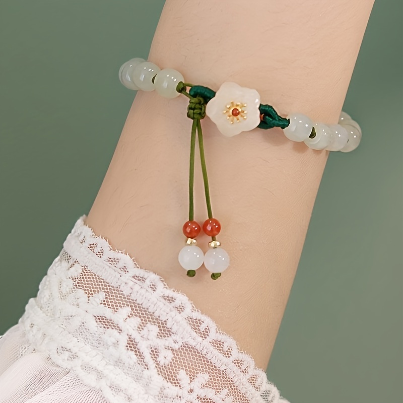 Delicate Daisy Flower Charm Faux Pearl Chain Bracelet Alloy - Temu