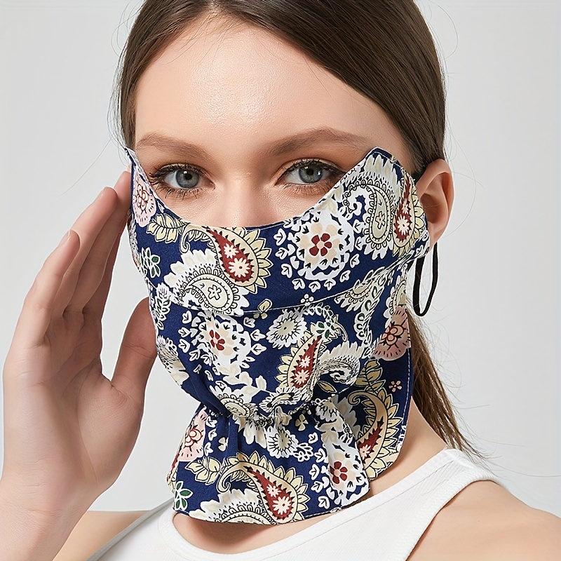 Paisley Print Face Mask Eye Corner Protection Breathable Uv - Temu