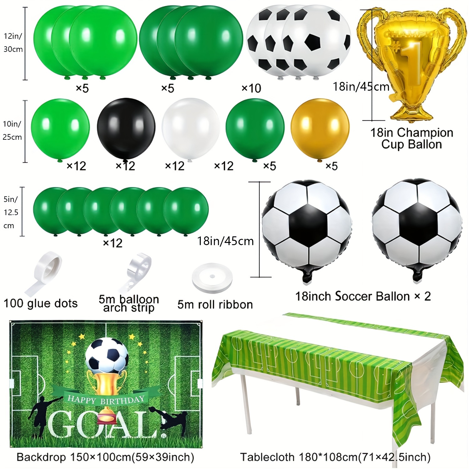 6pcs Conjunto Globos Fútbol 3pcs Globos Campo Fútbol 3pcs - Temu