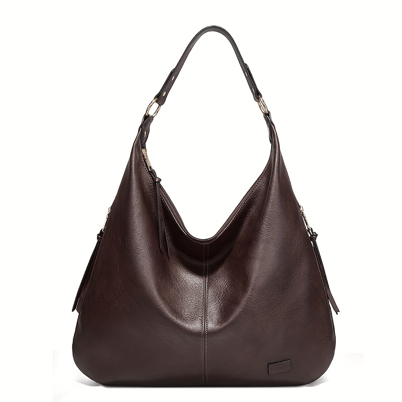 COFFEE BROWN Large Hobo Bag Soft Leather Hobo Bag Soft 