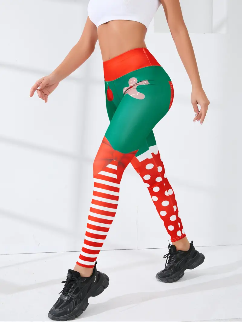 Christmas Print Seamless High Waist Fitness Pants Running - Temu