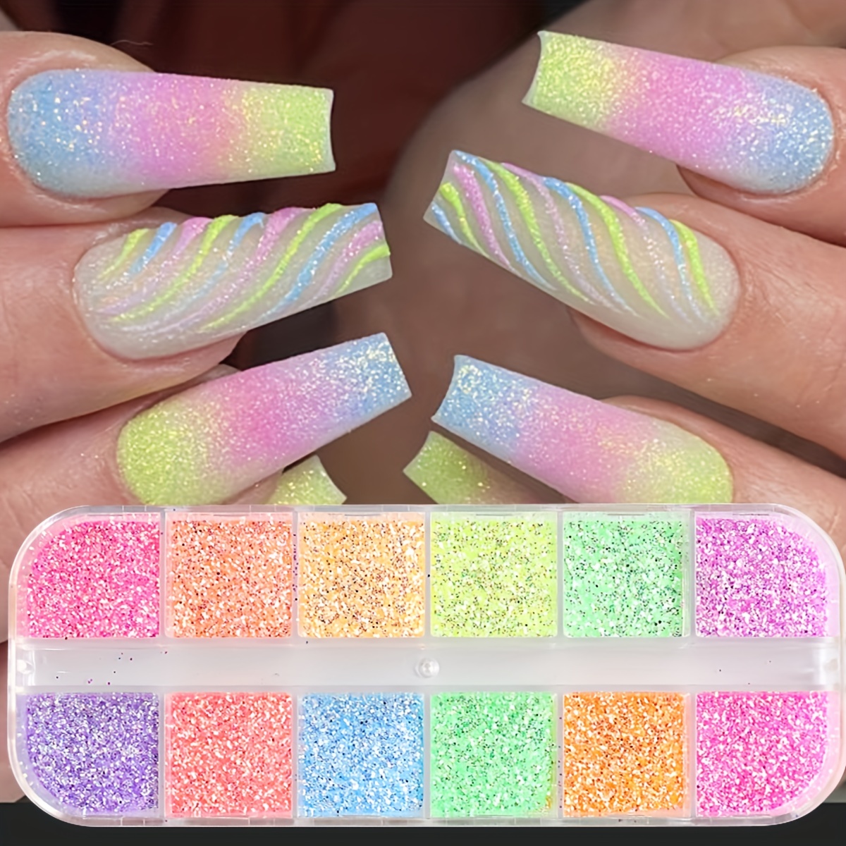HSMQHJWE Sugar Glitter for Nails Rainbow Glitter Nail Decoratio Pigments  Powder Holographic Lase Stone Mix 