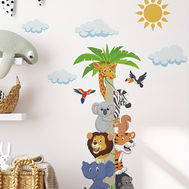 

1pc Cartoon Giraffe Zebra Elephant Lion Wall Sticker, Bedroom Decorative Wall Sticker, Pvc Self-adhesive Removable Sticker, 90cm*30cm/35.4inch*11.8inch