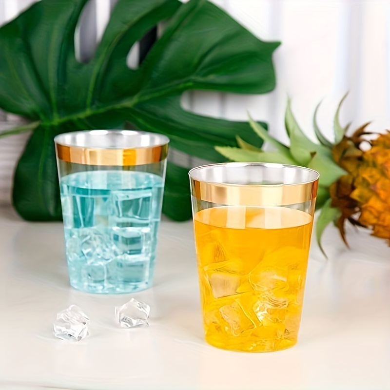 Clear Disposable Plastic Cups With Golden Rim, Drinking Cup For Fruit  Punch, Cocktails, Wine, Dessert Tumbler, Elegant Tumblers Glasses For  Birthday, Weddings, Holidays, Halloween, Christmas, New Year, Party  Supplies - Temu