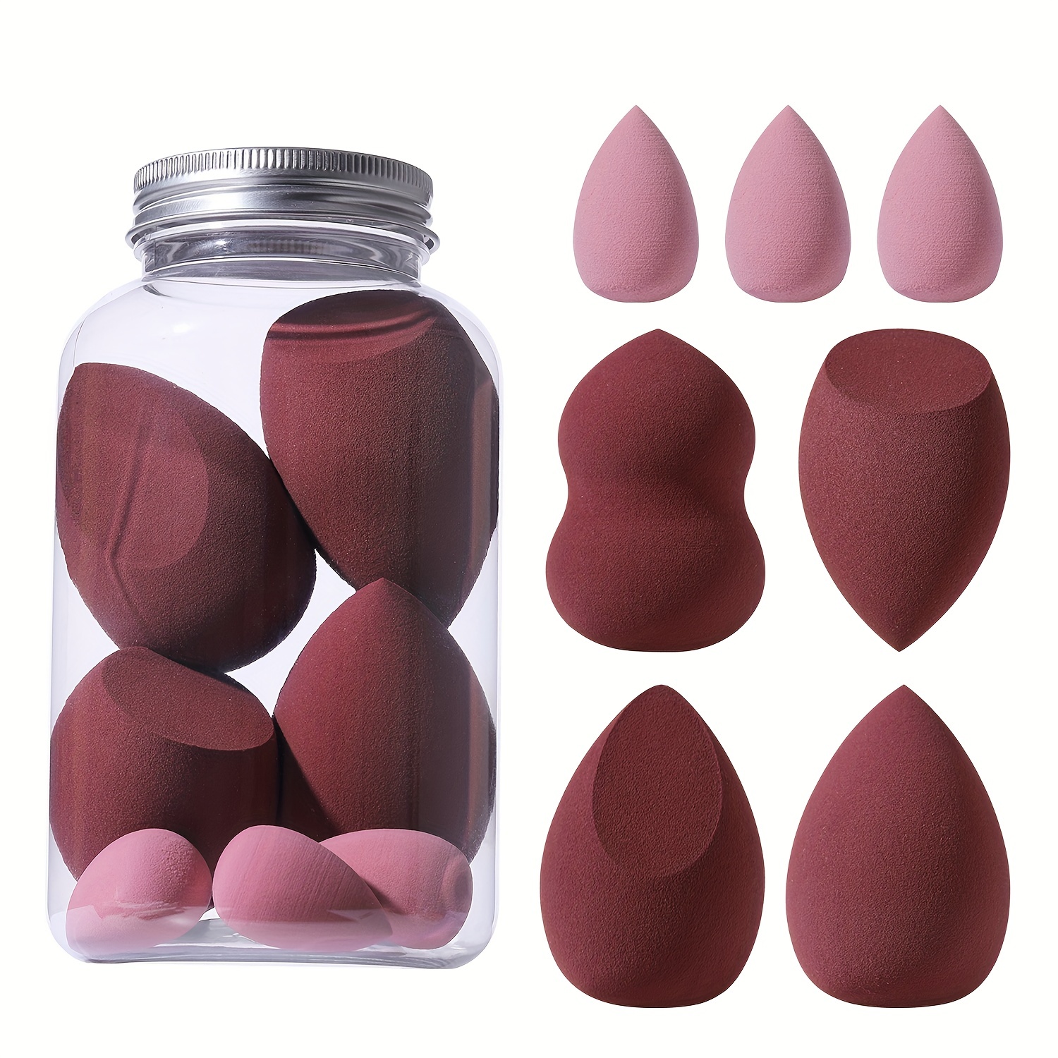 

7pcs Colorful Makeup Sponge Set With Storage Bucket - Soft Wet And Dry Dual Use Powder Puff For Face Makeup - Perfect For Beginners, Beauty Blender