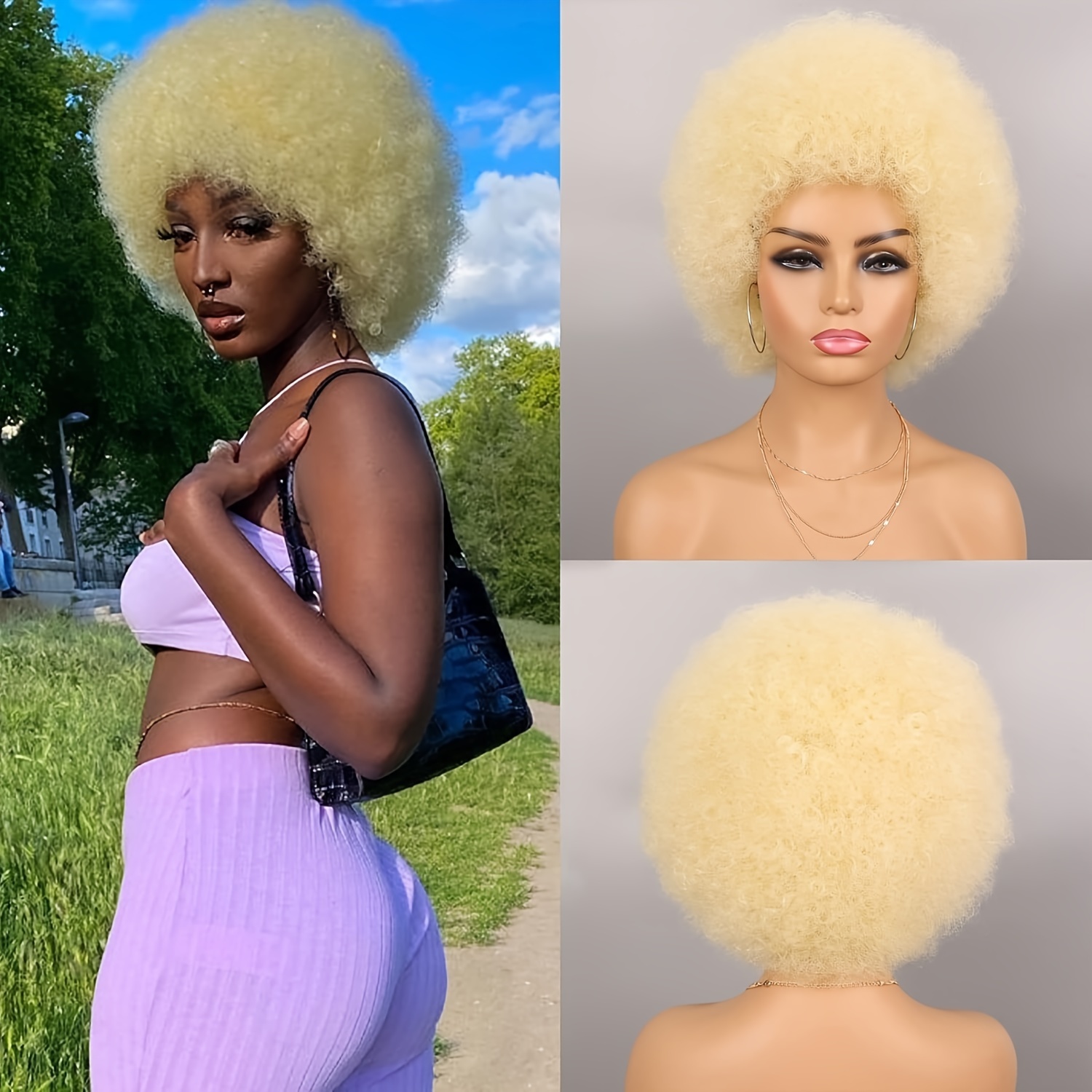 14 Pouces Afro Kinky Cheveux Bouclés Perruques Fluffy Bombe - Temu Belgium