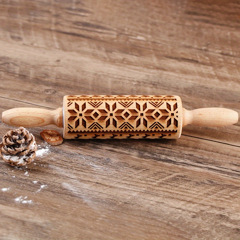 Wooden Embossing Small Rolling Pin With Hanukkah Candles - Temu