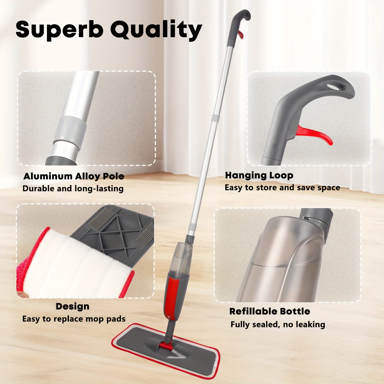 Spray Mops for Floor Cleaning, Refillable Spray Mop with Sprayer