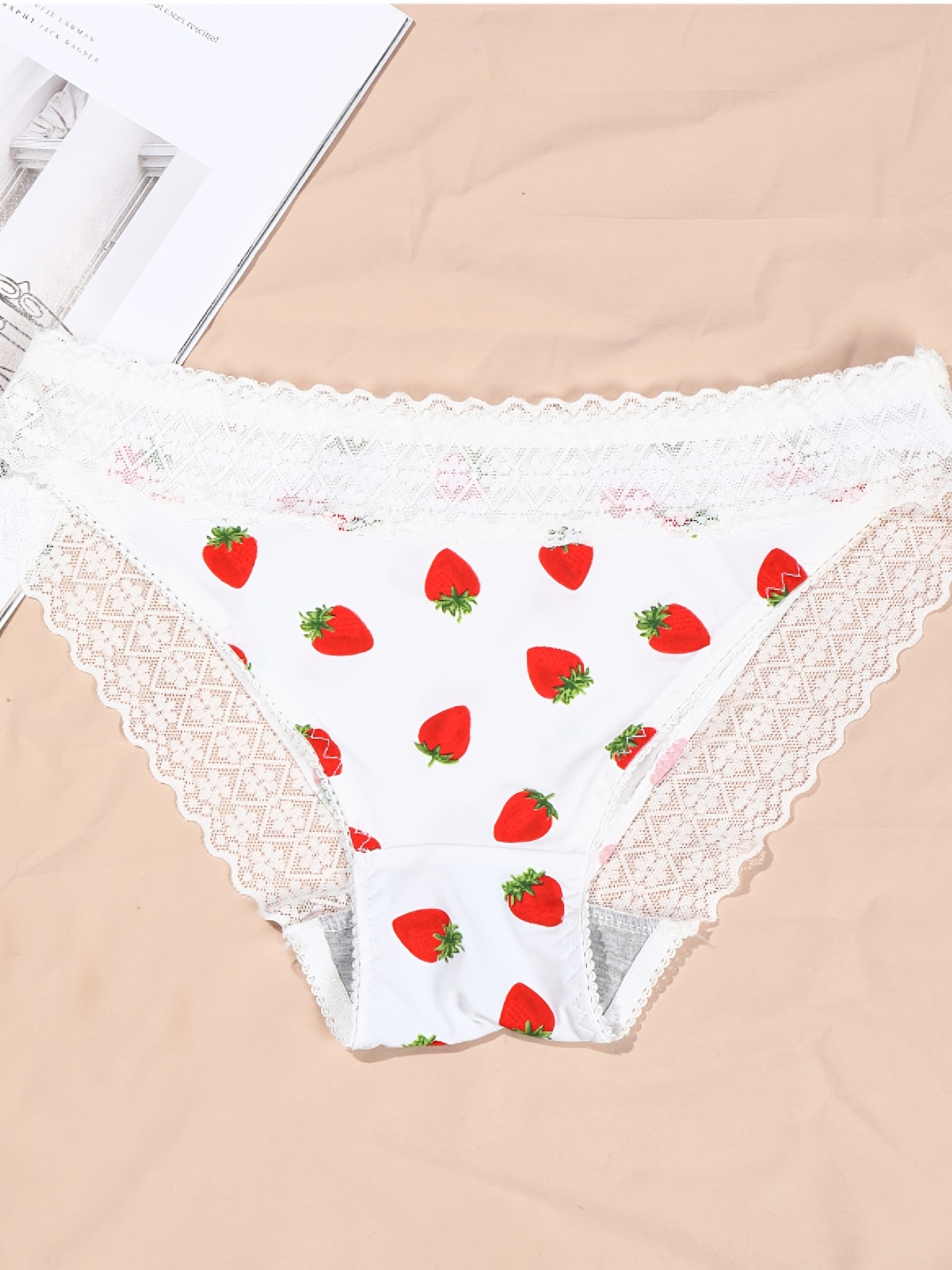 Plus Size Cute Panties Set Women's Plus Strawberry Heart - Temu