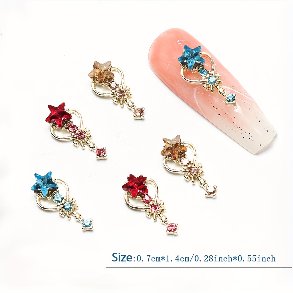 Heart Magic Wand Nail Charms 3d Colorful Heart Rhinestones - Temu