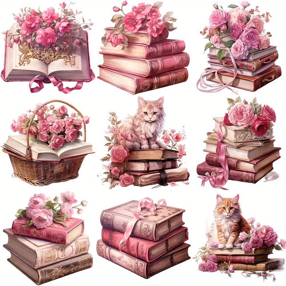 Creative Cat Book Library Hand Account Stickers Diy - Temu United Kingdom