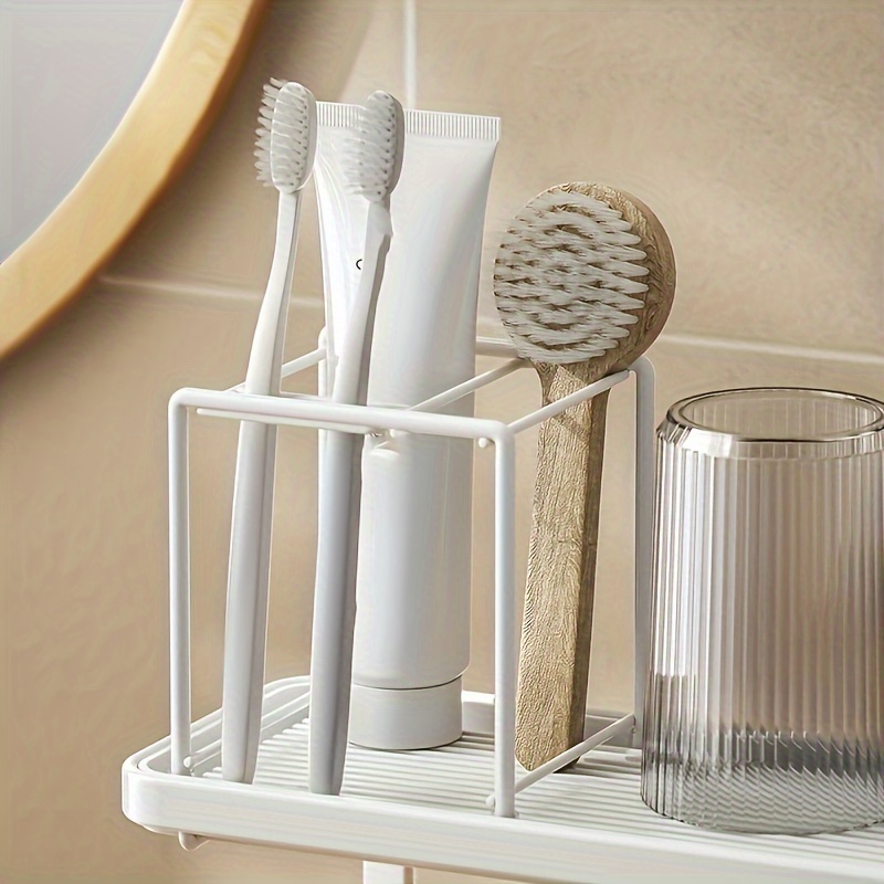 Toothbrush Holder With Cup Holder Bathroom Organizer Toothpaste