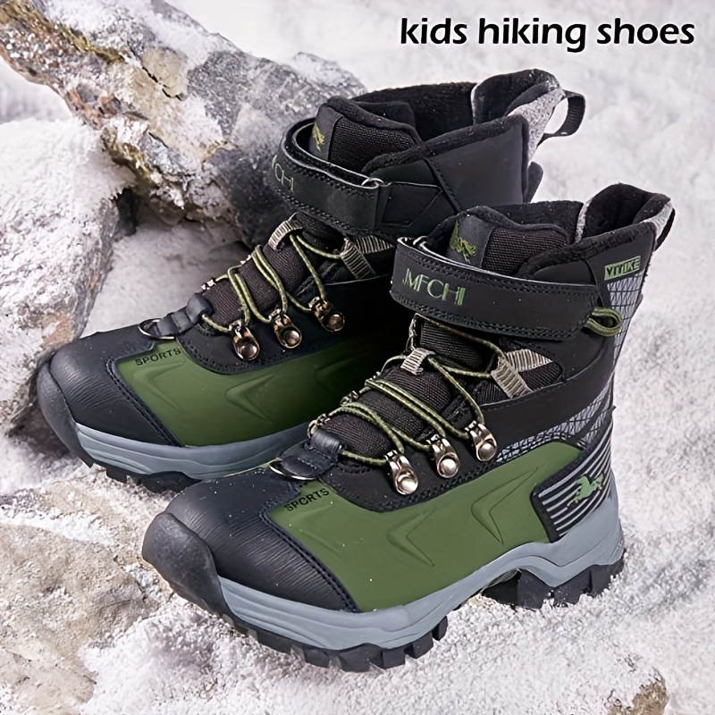 Boys Winter Snow Boots Fur Lined Snow Shoes Waterproof Outdoor Ankle Boots  for Kids(Little Kid/Big Kid)