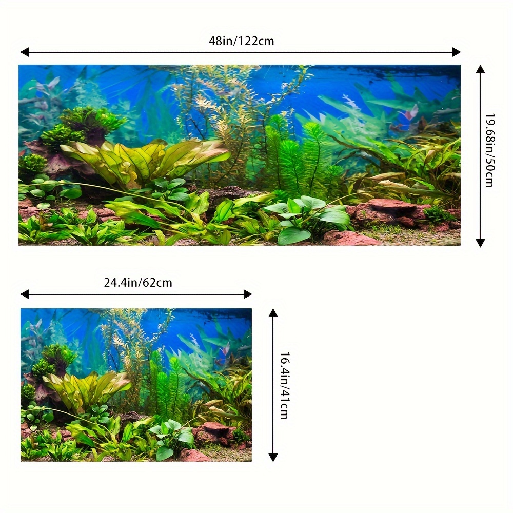 Aquarium Background Sticker Aquatic Plants Riverbed Lake - Temu