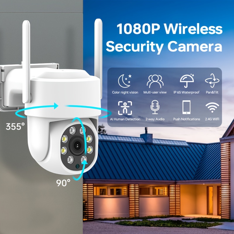  Cámaras de seguridad inalámbricas para exteriores, cámara de  vigilancia wifi 2K para seguridad del hogar con visión nocturna, detección  de movimiento, visión remota, IP66 impermeable, almacenamiento en la nube,  funciona con