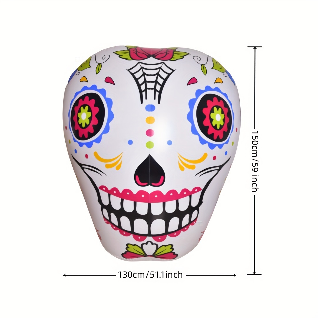 1pc day of the dead decorative inflatable balloon thickened pvc festival cool ornaments colorful lights can be controlled remotely scene decor festivals decor room decor home decor offices decor theme party decor christmas decor details 2