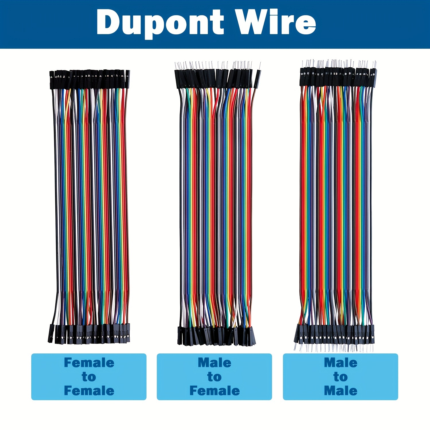 ELEGOO 120pcs Multicolored Dupont Wire 40pin Male to Female Breadboard Jumper