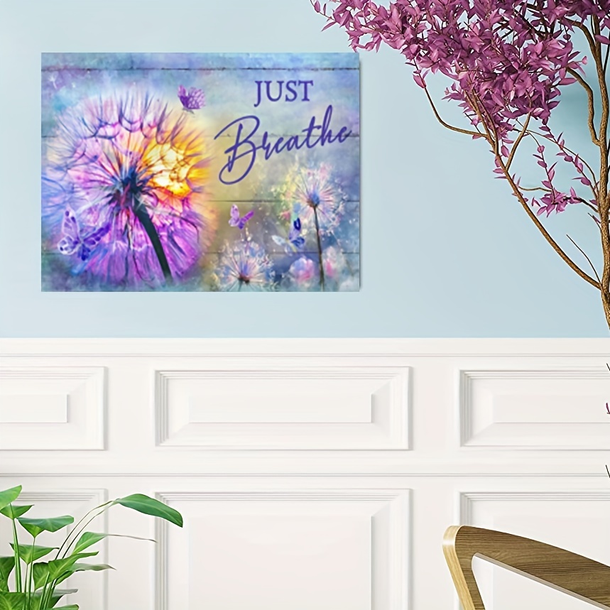 Colorful Dandelion Purple Butterfly Just Breathe Landscape Canvas