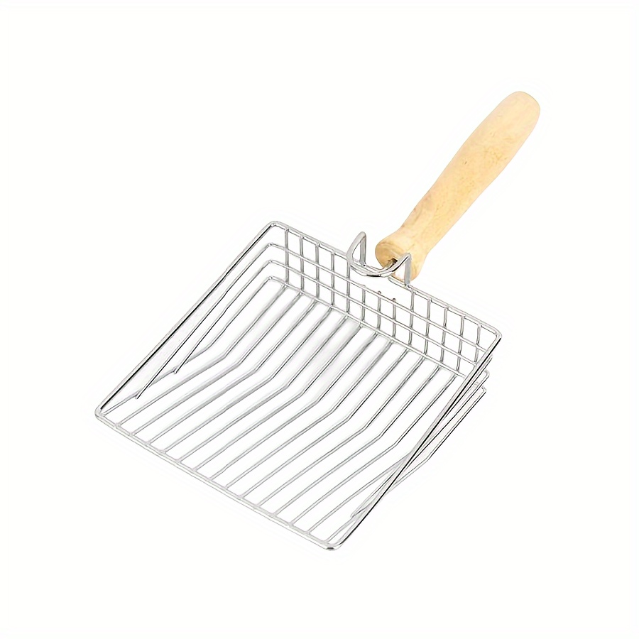 

Metal Cat Litter Shovel Stainless Steel Cat Excrement Shovel With Wooden Handle And Hanging Hook, Pet Cleaning Supplies