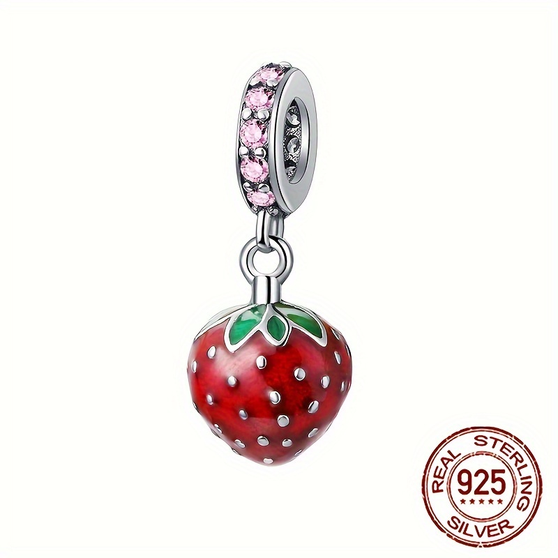 

1pc S925 Charm Beaded Strawberry Pendant Fit Original Bracelet String With Snake Bone Necklace Diy Jewelry Accessories